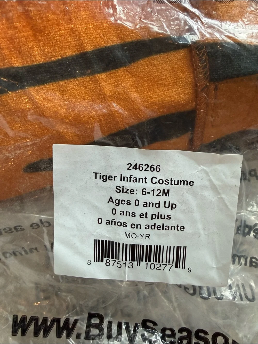 Kids Orange Tiger One-Piece Costume with Hat